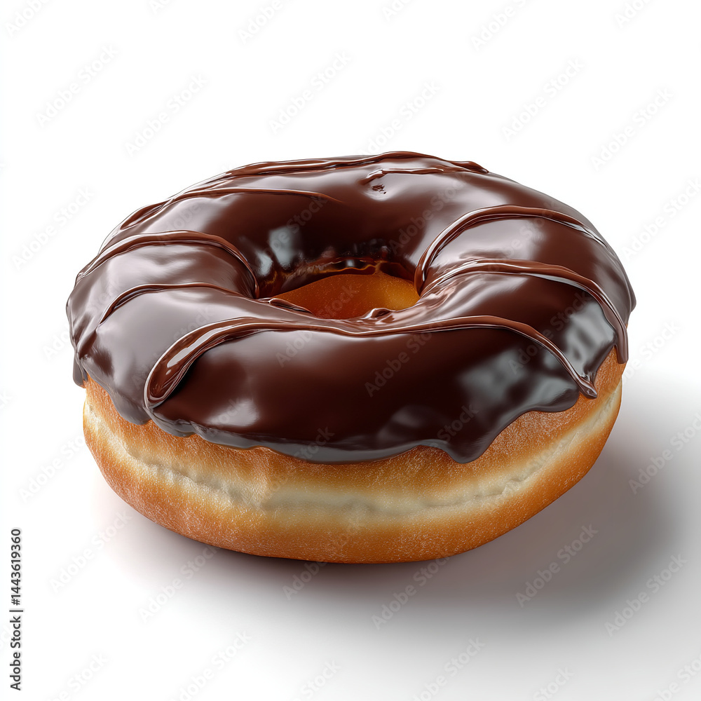 Wall mural delicious chocolate glazed donut with shiny surface and realistic texture in high resolution perfect