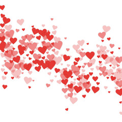Red hearts scattered on white background.