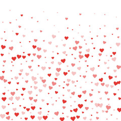 Red hearts scattered on white background.