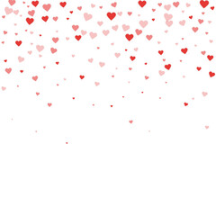 Red hearts scattered on white background.
