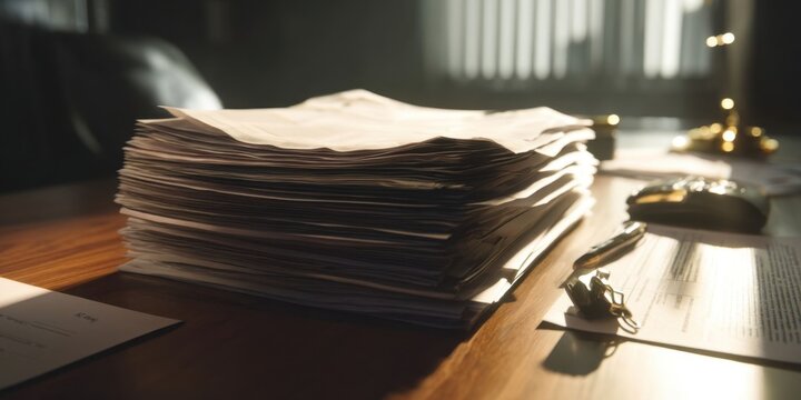 Insolvency Paperwork on Wooden Desk in Law Office