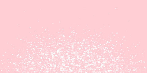 White hearts scattered on pink background.