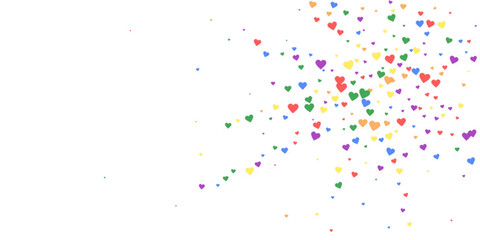 Rainbow colored scattered hearts. LGBT valentine