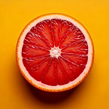 Saftige Blutorange auf knallgelbem Hintergrund &ndash; Frische, Farbe und Vitamine pur