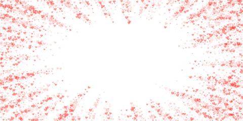 Red hearts scattered on white background.