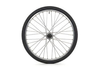 Fototapeta premium Bicycle wheel with spokes and tire on a white background
