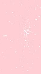 White hearts scattered on pink background.