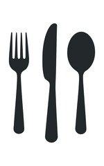 Minimalist Silhouette Cutlery Set Fork Knife And Spoon Isolated On White Background Culinary Design Elements Clean And Simple Aesthetic