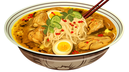 Delicious Soto Ayam or Chicken Soto, a Famous Indonesian Dish for Culinary Concepts