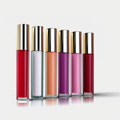 Obraz premium lip gloss tubes isolated on transparent background. generative ai isolated white background