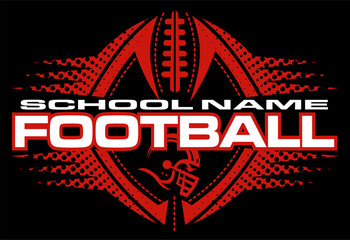 football team design with helmet, laces and ball for school, college or league sports