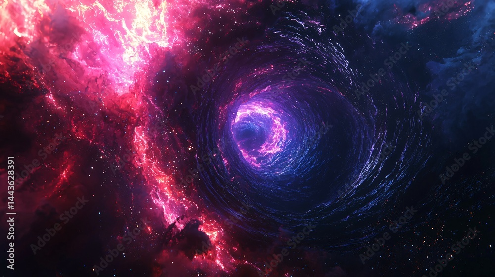 Wall mural captivating nebula with a spiral vortex design showcasing a stunning cosmic scene filled with colorf