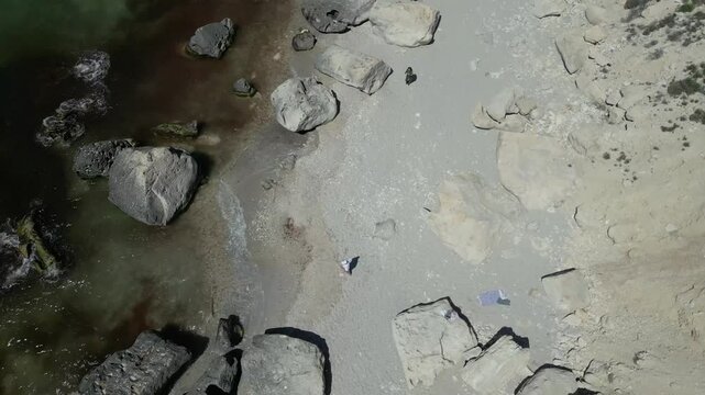 Health path on the shore of the Caspian Sea. Kazakhstan, Aktau