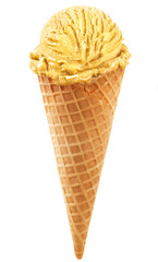 cone de biscoito com sorvete de baunilha isolado em fundo transparente
