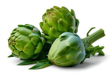 Fresh Artichokes isolated on transparent background isolated white background