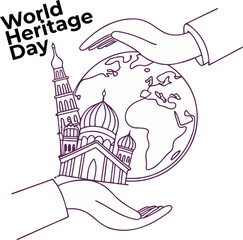 World Heritage Day Social Media Graphic – Heritage Tourism Illustration, Global Architecture, Cultural Preservation Art, Historic Monument Poster, Ancient Sites Awareness Design, 