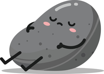 Sleeping grey potato character resting peacefully with closed eyes and blushing cheeks vector illustration 