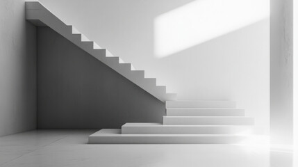 Obraz premium Sleek Ascendancy: Minimalistic Stairs in a Modern Villa Interior
