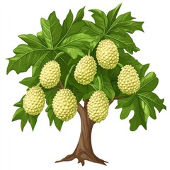 A sweet vector illustration features a ripe red raspberry and a juicy blackberry with fresh green leaves, showcasing these delicious summer berries