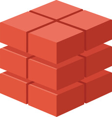 Obraz premium Red Brick Wall Corner Stack Illustration in Isometric Style for Construction and Architecture Design Elements 