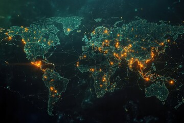 Obraz premium Global Network Visualization: World Connectivity