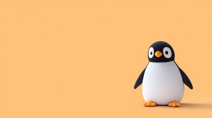 Obraz premium Cartoon penguin on a pastel background