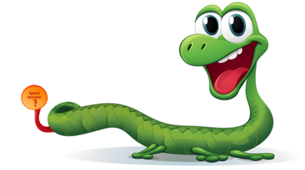 Illustration of a Cute Standing Snake Cartoon Character with Speech Bubble for Messaging