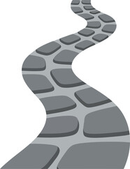 Curved stone paved pathway design with irregular stones and gray color vector illustration for landscape and garden projects