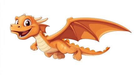 Cute orange dragon flying