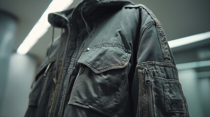 Fashion-forward utility jacket showcases oversized pockets and a relaxed fit