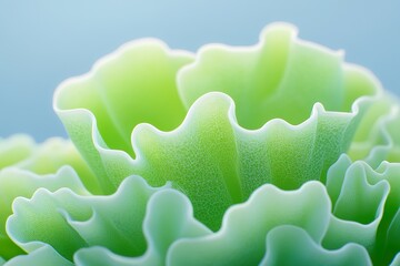 Close up of vibrant green lettuce leaves with curled edges