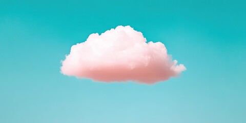 Fluffy pink cloud against turquoise sky
