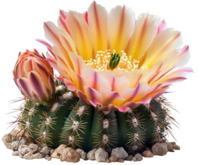 Blooming cactus flower desert landscape nature isolated on transparent background