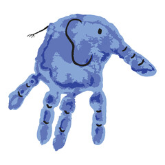 Blue Elephant Handprint