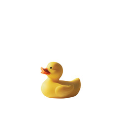 Cute Yellow Rubber Duck Toy on Black Background Cut Out Transparent Png