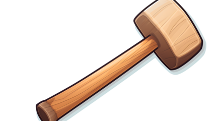 Professional Cartoon Wooden Mallet Vector Sticker Image for Art Projects