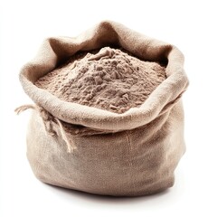 A brown burlap sack with dry wheat grain, a healthy and natural food ingredient