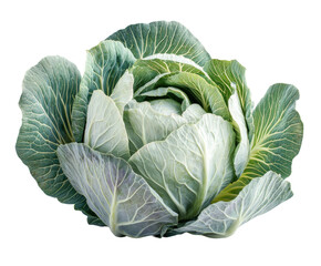 Harvesting fresh cabbage in a garden natural isolated on transparent background