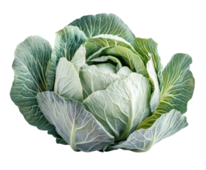 Harvesting fresh cabbage in a garden natural isolated on transparent background