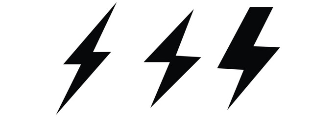 set of lightning logo and cloud thunder bolt icon