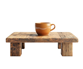 Morning coffee on rustic wooden table cozy home setup still life isolated on transparent background