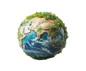 Sustainable earth model global perspective nature eco-friendly isolated on transparent background