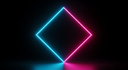 Glowing Square Neon Light in Dark Space Modern Abstract