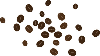 Obraz premium Coffee beans scattered vector illustration with brown colors on white background for beverage design and lifestyle concepts 