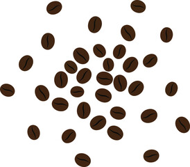 Coffee beans scattered simple vector illustration with brown tones isolated on white background 