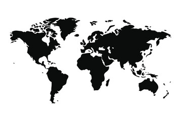 Naklejka premium Blank world map. World map on white background. World map template with continents, North and South America, Europe and Asia, Africa and Australia.