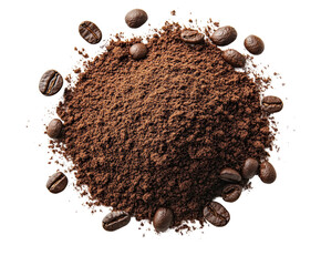 Brewing fresh coffee grounds kitchen food isolated on transparent background