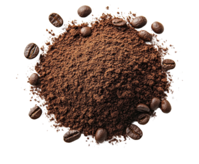 Brewing fresh coffee grounds kitchen food isolated on transparent background