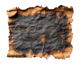 Burnt paper texture artistic creation abstract isolated on transparent background