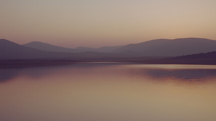 Fototapeta premium Mirror-flat desert salt flat at sunset